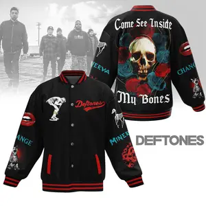 Deftones Baseball Jacket AOP All Over Print, Metal Band Fan Gift Streetwear