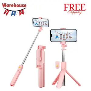 Pink Selfie Stick Tripod, with Wireless Remote Control