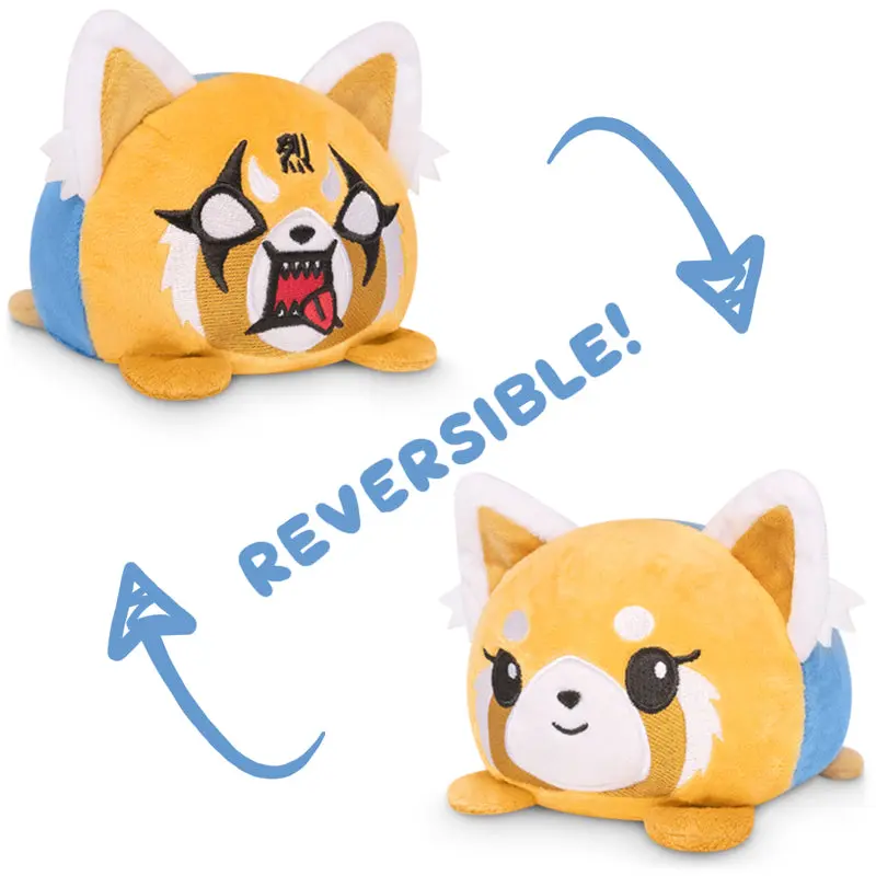 TeeTurtle Patented Reversible 2-Faces Aggretsuko Mood Plushie - Polyester Collectible Plush for Emotion Show, Two Faces