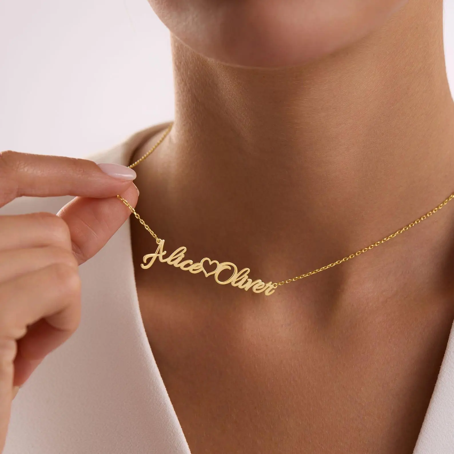 AS315 Unisex Stainless Steel Custom Name Necklaces, Personalized Double Name Couple Necklace, Birthday Gift Jewelry for Anniversary Gifting, Meaningful Gifts, Engraved Necklace, Male