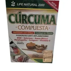 Curcuma Compuesta Anti-Inflammatory with Ortiga Cartilage de Tiburon MSM Valeriana Sauce Blanco Harphagofito Colageno Vitamin C