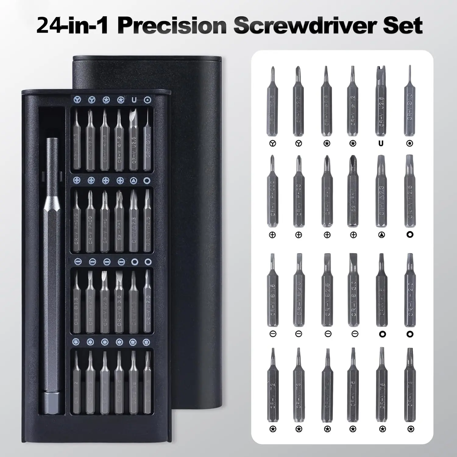 24 in 1 Mini Screwdriver Set, Multipurpose Screwdriver Kit, Screwdriver Combo, Multifunctional Screwdriver, Screwdriver Bits, Flat Head Phillips, Small Screwdriver for Electronics, Mobile Phones, Computers, Precision Repair Tools