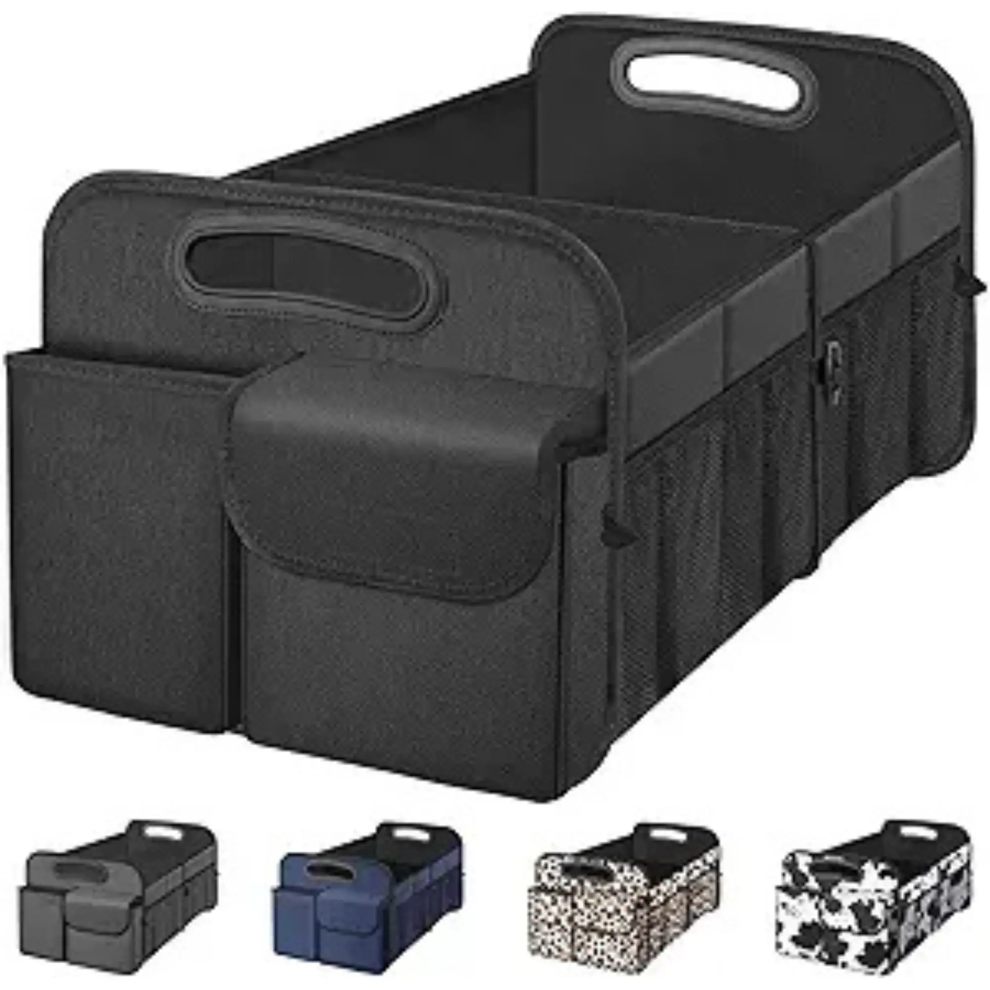 Car Trunk Organizer, Car Storage Organizer with Large Capacity Waterproof Collapsible Trunk Organizer for Car Suv/Jeep/Sedan (Black, Standard) Compact Carrier