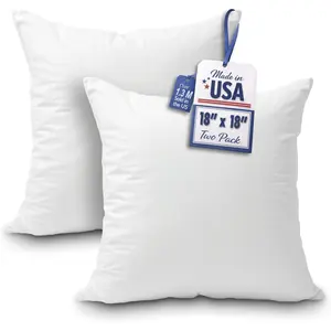 Throw Pillow Insert 18x18 (Set of 2) Decorative Pillows for Couch, Bed & Living Room, Soft Throw Pillows for Couch, Pillow Inserts for Home