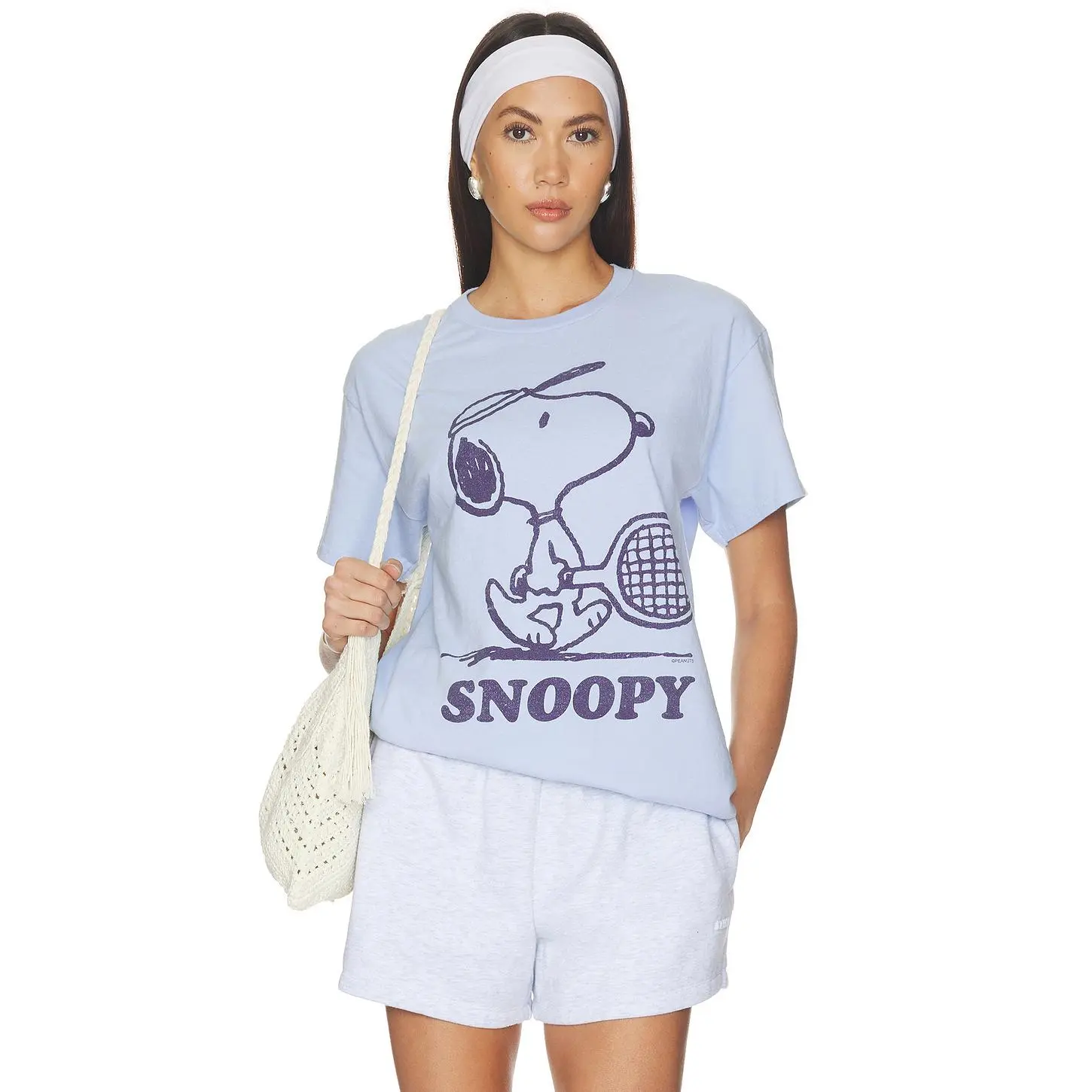 Junk Food Snoopy Tennis Tee in Light Blue