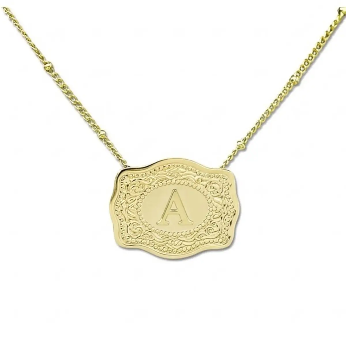 18K gold plated initial pendant necklace, embossed initial personalized necklace, unique Western style, suitable for both men and women