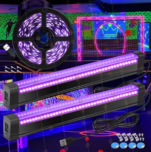 Combination Set:1 pack 2.5M/8.2ft LED Black Light Strip & 2 Packs 32cm/12.6inch Magnetic LED Black Lights bar,DC 5V USB power supply,Halloween Glow Neon Party Decor Doll Vaseline Glass Cabinet Case Display Fluorescent Paint， diy design blacklights