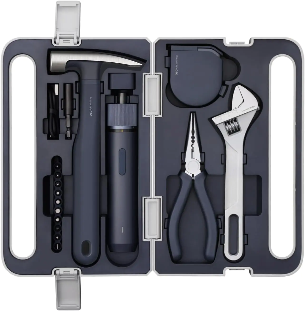【Fathers day gift】HOTO 18-Piece Tool Kit, Electric Screwdriver w/LED, 3 Torque, 10 Bits, Basic Home Tool Kit - Compact & Portable w/Hidden Buckle, Home Repair Set for DIY Projects/Dorm Repairs/Assembling