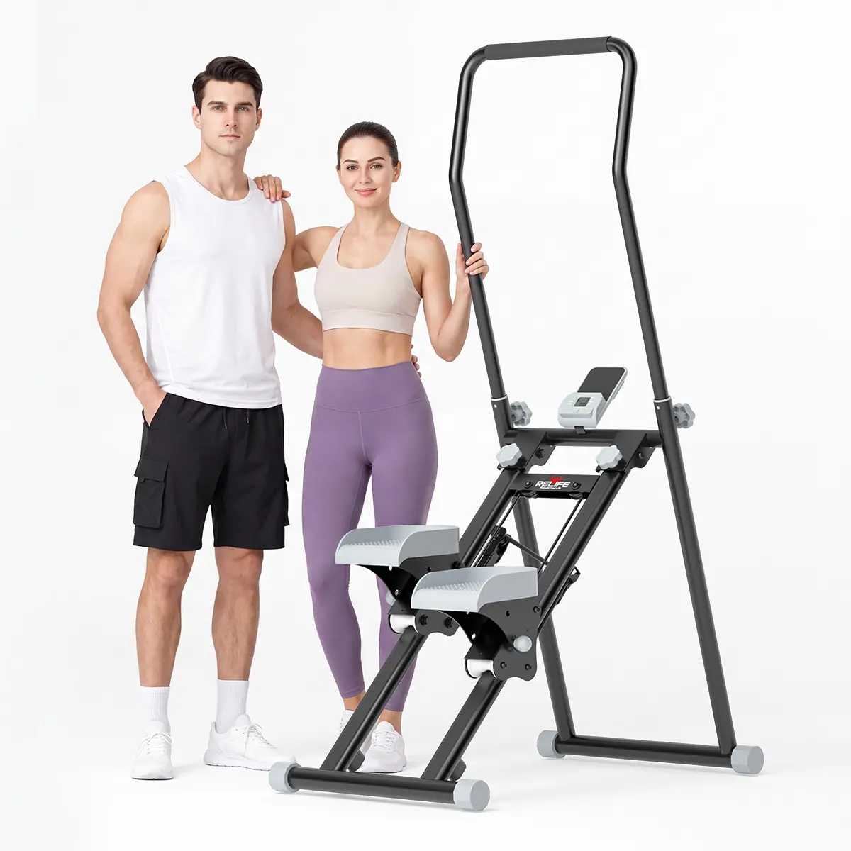 RELIFE Home Stair Climber - Home Gym Equipment, LCD Display, Adjustable Incline Full Body Workout Machine, Steel Leg & Glute Trainer, 300lb Capacity