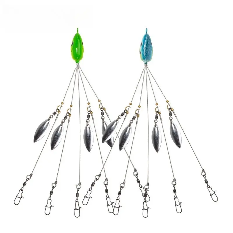 Random Color Artificial Fishing Lure with Hook, Five-Arm Alabama Umbrella Rig, Soft plastic lures, Artificial lures, Outdoor Fishing Accessories for Enthusiasts, Fishing Lures Kit, Fishing Lure Set, Fishing Tackle, Outdoor Fishing Equipment, Fishing Gear