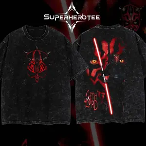 [ superhero tee ] DARTH MAUL v2 Star Tshirt Hoodie Wars Double Printed Oversize Lightweight Acid Washed Tee TV Show Graphic Top Cotton Gift T-Shirt For Comic Lover, Gift T-Shirt For Movie Lover TSHIRT NHK