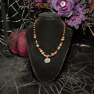Handmade Pumpkin Necklace - Unique Seasonal Fall Accessory for Casual Outings & Festive Gatherings