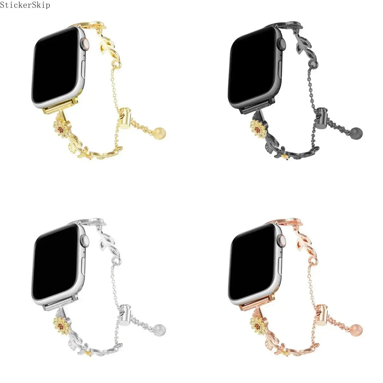 2026 Sunflower Apple Watch Band for Women – Fashionable Jewelry Style Chain Bracelet Strap, Adjustable Stylish Watch Band Fits 38–49mm (All Series & Ultra), Cute Floral Daily Wear Accessory