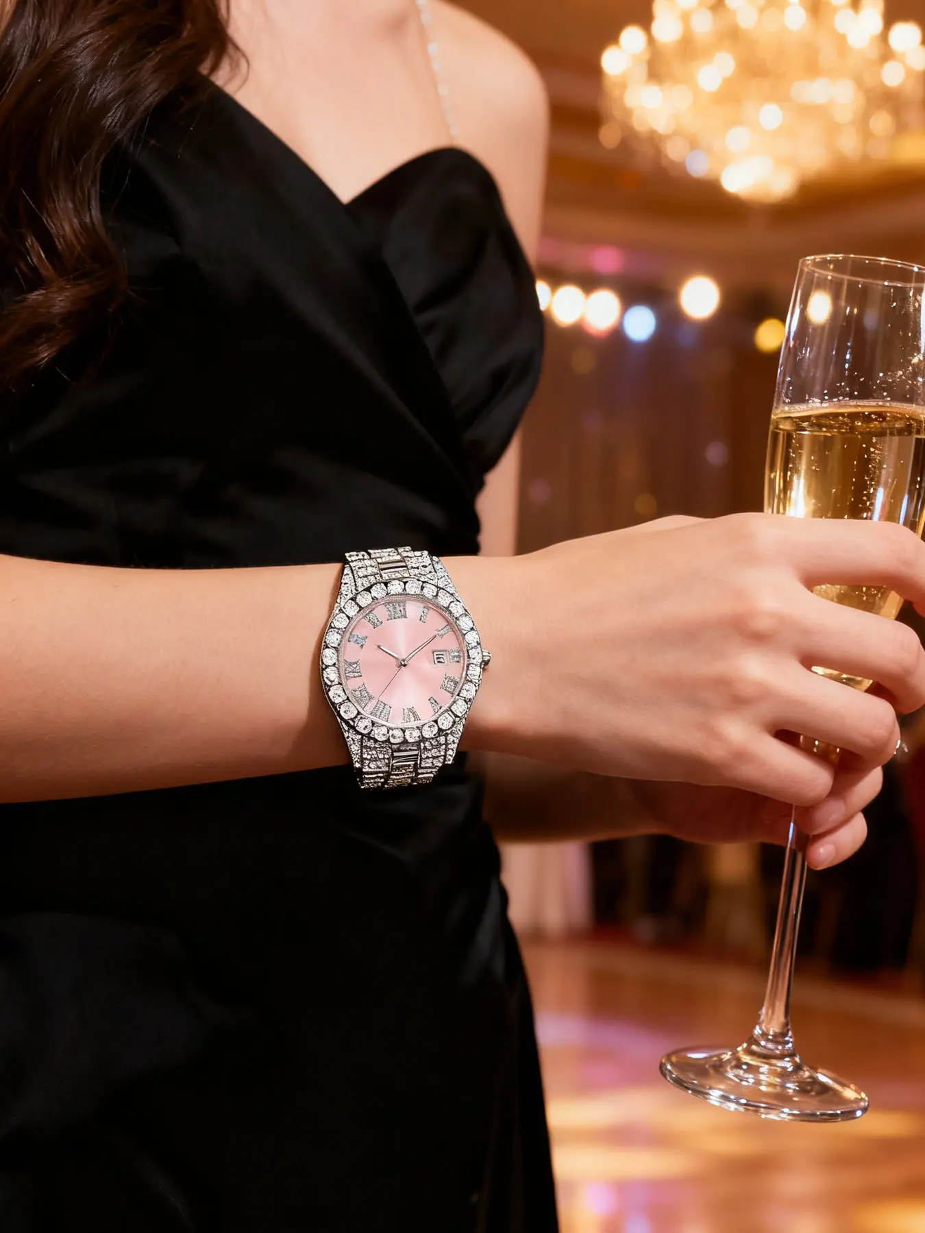 Men's and Women's Quartz Watches, Analog Wristwatches, Pink Dial Alloy Strap, Casual Roman Digital Calendar Dial, Business Watch, Ideal Gift for Him, Quartz Wristwatch, Quartz Analog Watch