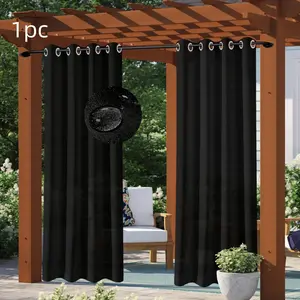 1pc 100% Blackout Waterproof Outdoor Privacy Grommet Curtains, Grommet Top, Windproof & Thermal Insulated Drapes for Patio, Pergola & Gazebo
