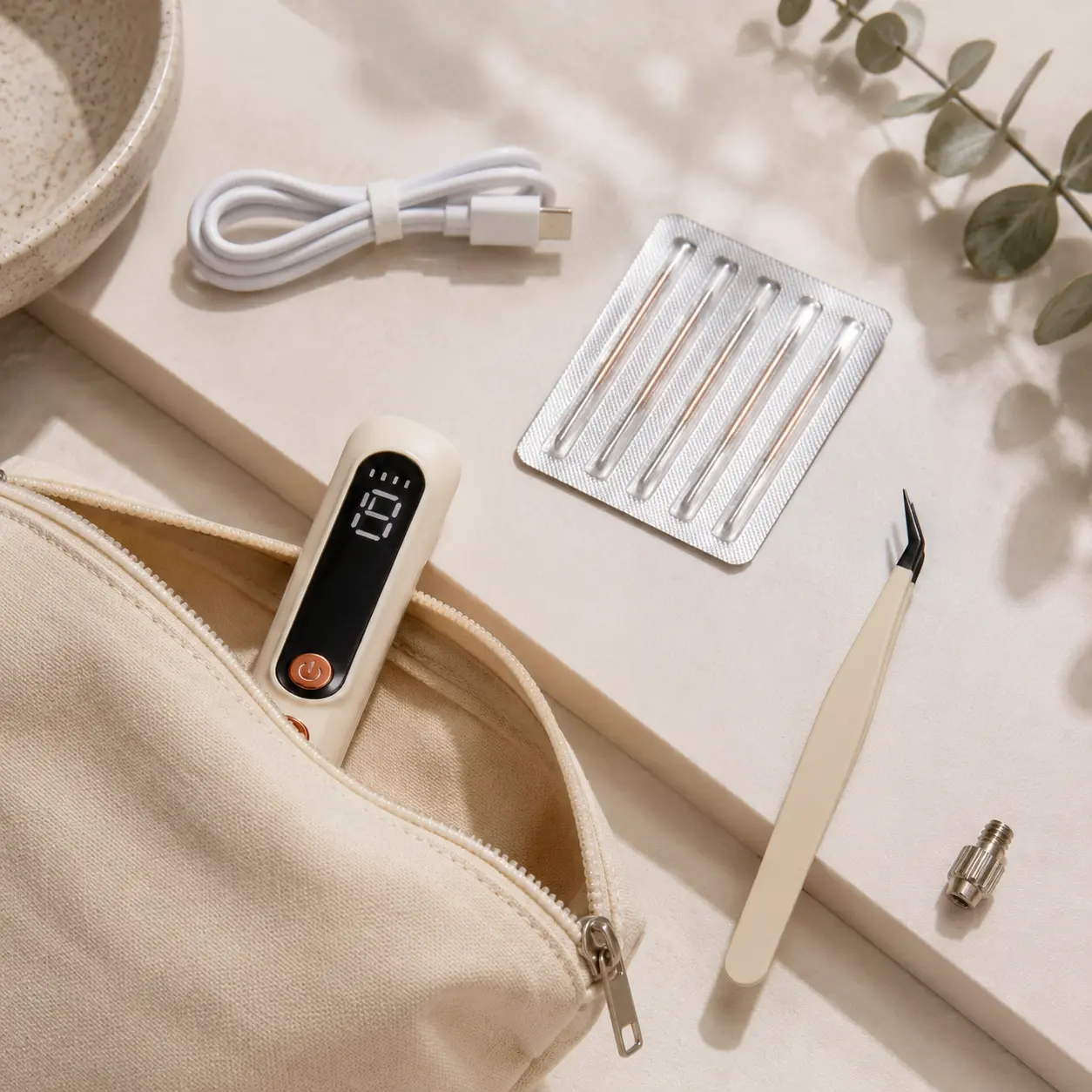 Viral Rechargeable Beauty Pen with Precision Tip, Easy-Control Facial Grooming Tool, Portable USB Design with Fine Tweezers for Smooth Daily Beauty Care