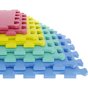 Interlocking Floor Mats - 8-Piece Nontoxic Exercise Mat or Play Mat for Toddlers, Babies or Kids - Foam Padding for Home Gym (Multicolor)