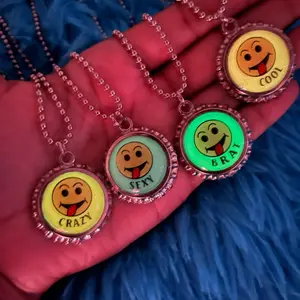 Y2K Glow in The Dark Bottle Cap Necklaces | 2000s | Emo | Scene | Kidcore | Early 2000s Accessories