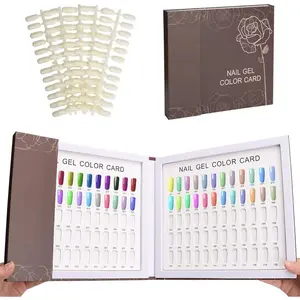 120 Nail Colors Display Book with 120 False Nail Tips, Nail Gel Polish Display Chart, Nail Art Samples Color Swatches Cardboard Nail Design Showcase for Manicure Salon Studio