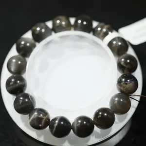 【Black Skeletal Sunstone】Black Skeletal Sunstone Bracelet Healing Energy Bead Handcrafted Stretch Bracelet for Women Men