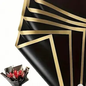 Luxury Gold Stripe Flower Bouquet Wrapping Paper 20PC | Black White Purple Pink | Florist Wrap