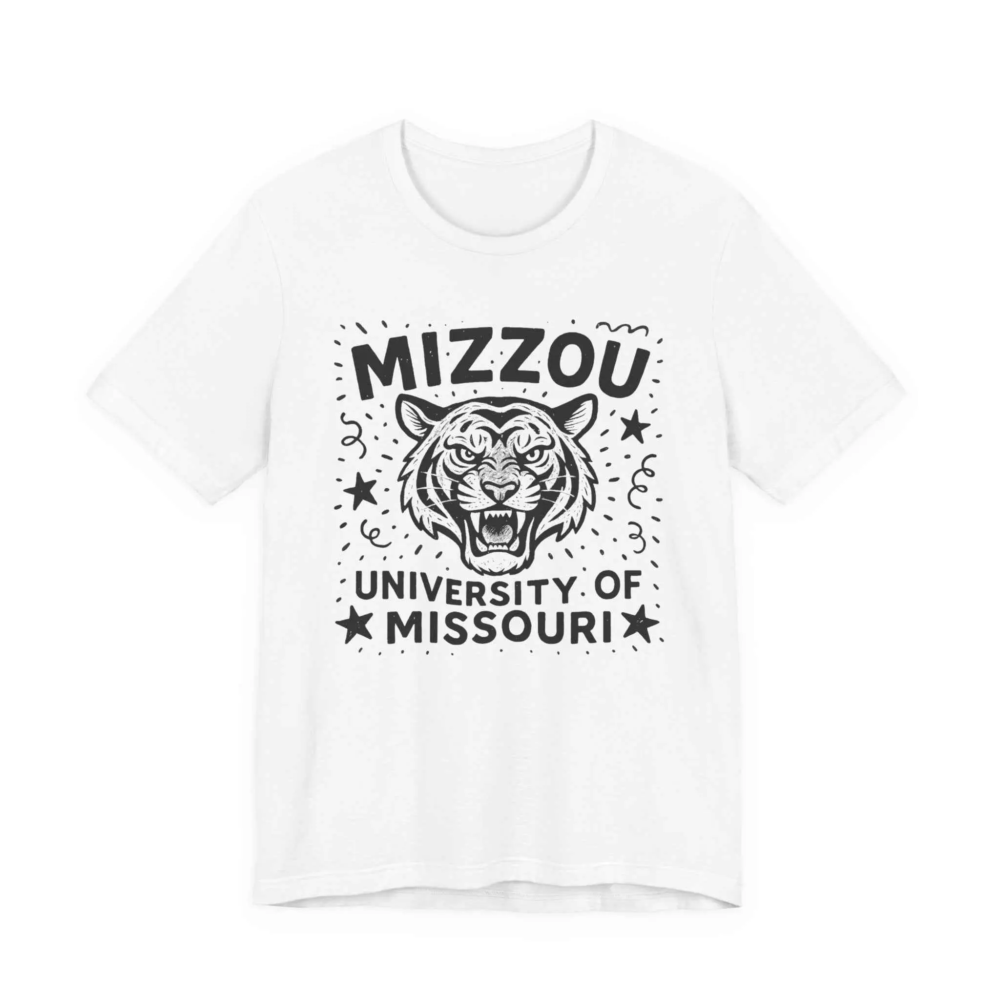 Women's Vintage Mizzou Tigers Short-Sleeve Print Top - Lightweight Casual Retro University of Missouri Game Day T-Shirt