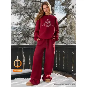 GLOWMODE Heavyweight Fleece Festive Flow Soft Plush Warm Straight-Leg Side Pockets Drawstring Sweatpants Holiday Christmas Autumn Winter Outdoors Daily Casual Wear