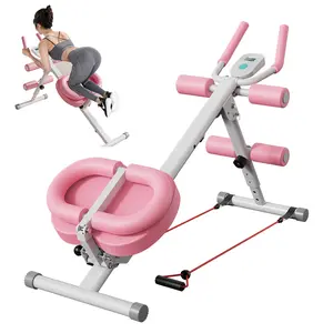 AMLANG Ab Workout Equipment Abdominal Trainer with LCD Monitor Adjustable Heights & Incline Angles Foldable Home Gym Machine for Core Workout