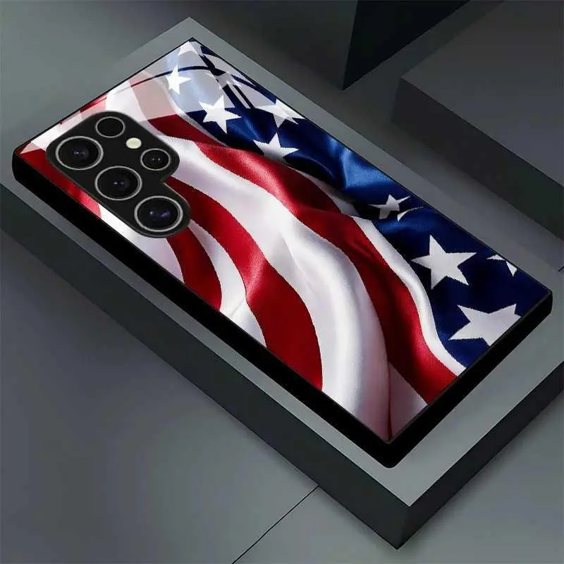 Wrinkled American Flag For Samsung Galaxy S26 Phone Case For Samsung Galaxy S24 Ultra Tempered For Samsung Galaxy S21/S25+ Case HNAA44PLQWE