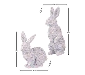 9-12" Resin Floral Bunny Set of 2 By Valerie