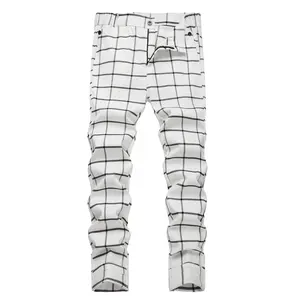 JUNBAOSS Men's Slim Fit Stretch Dress Pants Plaid Skinny Pants for Men, Straight Leg Fashion Comfort Flex Waist Pants, Men's Casual Business Golf Dress Chinos Pants summerwins