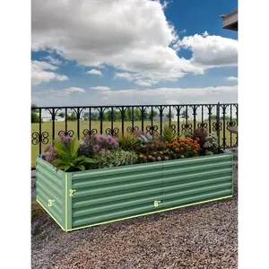 Garvee 2 Pack 6x3x2 ft Green Galvanized Raised Garden Bed Deep Root Planter for Outdoor Veggies, Flowers & Herbs