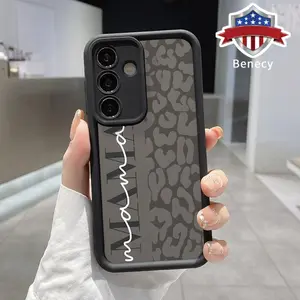 Trendy MAMA Leopard Pattern TPU Phone Case Compatible with Galaxy S23 Ultra S24 Plus S25 S22+ Shockproof Non Slip Military-Grade Protection Silicone Cover Smartphone Casing