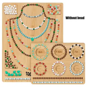 Bamboo Bead Board Jewelry Making Tray, Partition Design with Size Markings, Necklace Making Supplies, Beading Tools for DIY Necklaces, Bracelets