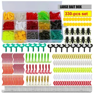 330 Sets of Standard Bait Box Accessories, Premium Soft Bait Combinations, Ise Ni 15-Grid Boxes, Realistic Worms, Freshwater Fishing Hooks