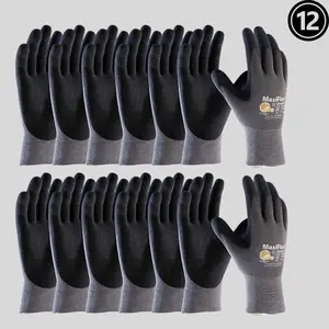 MaxiFlex Work Gloves Ultimate Men's Gray Nitrile Coated 12-Pack with Touchscreen Capability, Perfect for Precision Outdoor Tasks