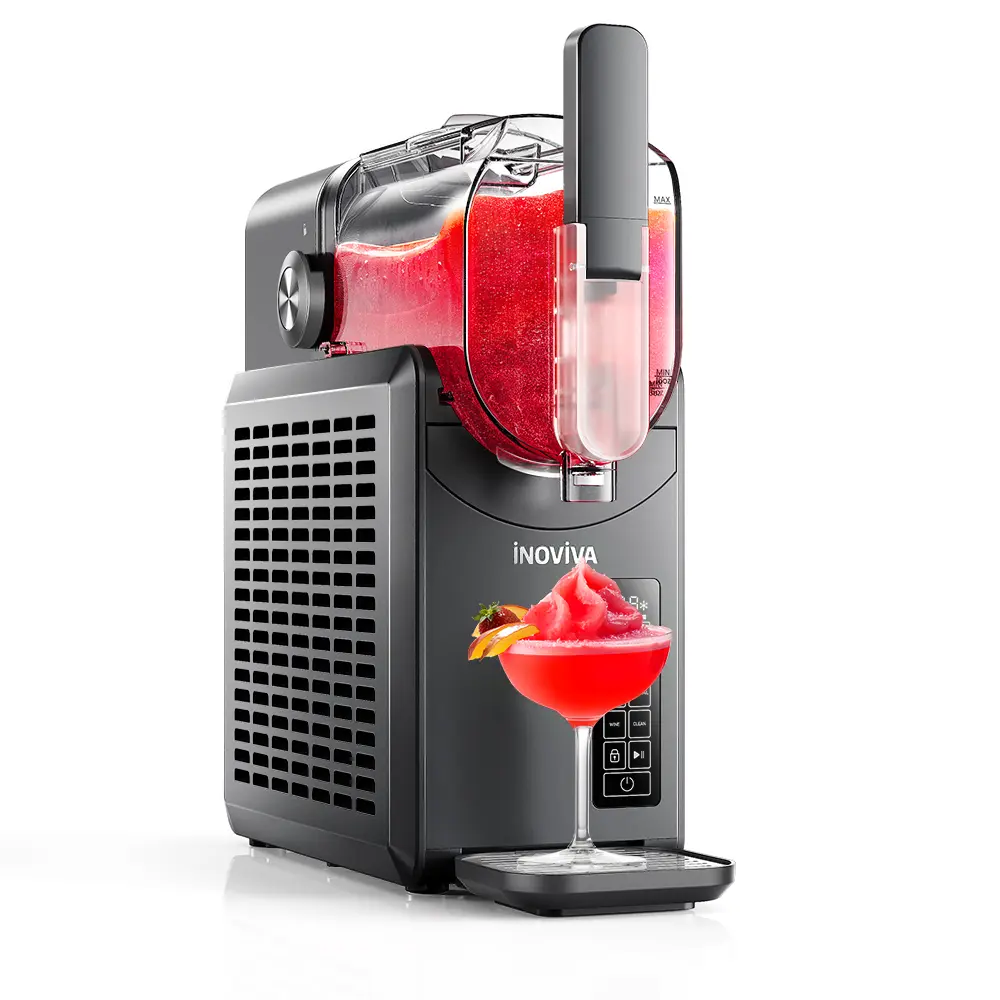Inoviva Compact Frozen Drink & Slushie Machine - No Ice Needed, 1-Touch Op, Auto-Clean, Rapid Cooling for Instant Icy Treats - 68oz/88oz Capacity, Frappes Easy for Family Users & Summer Cool Drinks