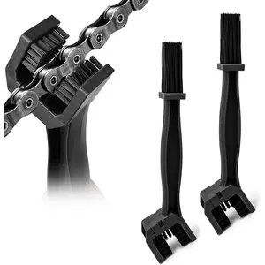 2 PCS Motorcycle Chain Brush, Bicycle Chain Cleaning Brush Tool, Chain Gears Maintenance Cleaning Brush for Motorcycle Bicycle Scooter Tricycle, Motorcycle Accessories (Black)