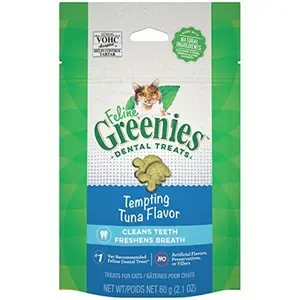 212 MAIN Greenies Feline Adult Dental Cat Treats - 2.1 oz, Tempting Tuna Flavor, Natural, Vet Recommended, Teeth Cleaning, Crunchy Texture, Freshens Breath