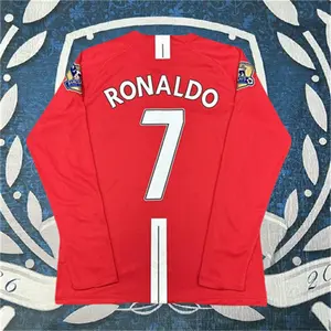 2007 2008 Home Retro Red CR7 Long Sleeve Soccer jersey