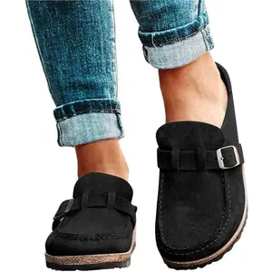 Women Slip On Loafer Flat Shoes Casual Comfy Clogs Suede Slip On Sandals Home Office Shoes Closed Toe Walking Slippers Men Boat Shoes,3 Black,42 (Black 41 EU)
