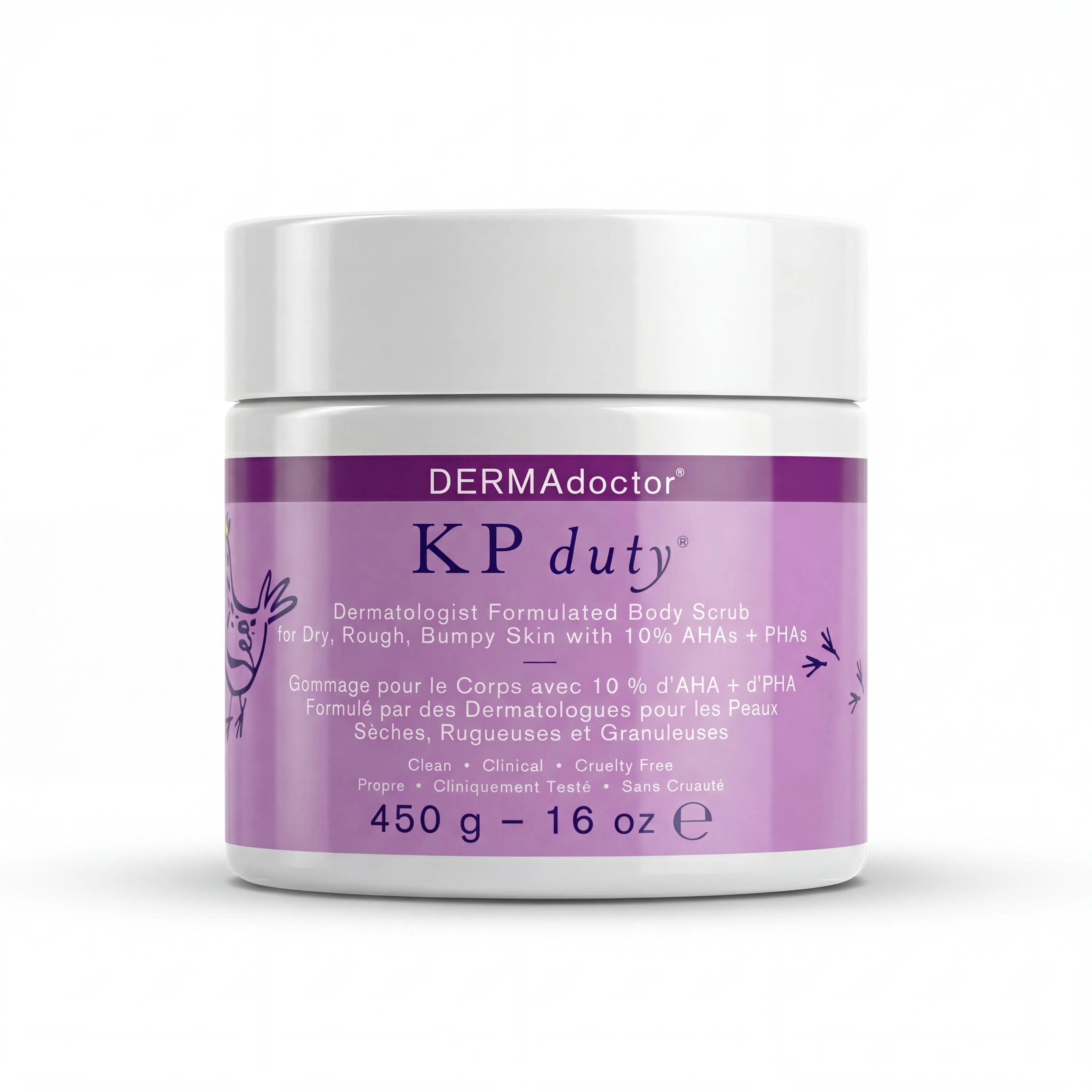 KP Duty Bump Eraser Body Scrub - 16oz, DERMAdoctor Exfoliating Body Scrub with 10% AHAs + PHAs for KP, Rough Bumps, Ingrown Hairs, Shaving Bumps, Clogged Pores & Uneven Skin Texture