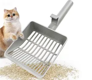 Large Cat Litter Scoop, Heavy-Duty Litter Scoop with Dual Sifting Holes for Fast & Fine Clumping, Kitty Litter Scooper with Long Handle & Easy-to-Hang Hook for Litter Box