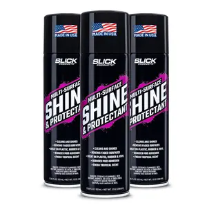 Slick Products Shine & Protectant, Long-Lasting High-Gloss Clear Coat Spray, Renew, Shine, and Protect Plastic, Vinyl, Rubber, Trim, and More (3-Pack)