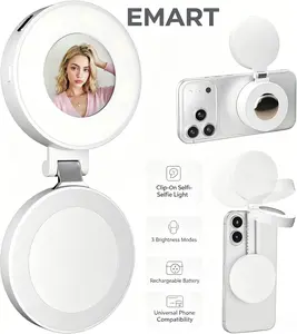EMART Magnetic Selfie Light, Mini Phone Fill Ligh Compatible with iPhone Magsafe,  Foldable LED Ring Light with Mirror Adjusted  Modes Photography, Makeup, Vlogs, TikTok, Video Recording