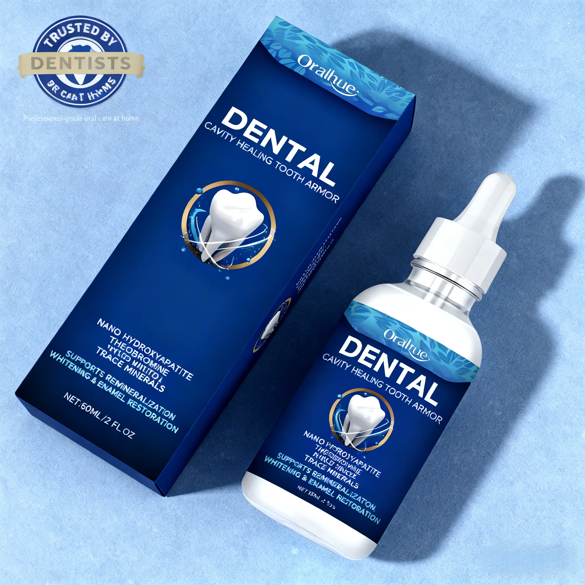 Tooth Armor Oral Dental Serum Kit with Nano Hydroxyapatite & Theobromine - Daily Enamel Restoration, Teeth Whitening, Remineralization, Brightening, Liquid, Unscented, Enamel Repair, Anti-Cavity, Adults, 20G