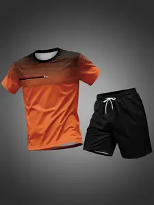 Men's Sportswear Two-Piece Set, Athletic Fashion Activewear, Quick-Dry Micro-Elastic Fabric, Breathable Sweat-Wicking Design, Ideal for Football Training & Matches, Athletic Activewear Tracksuits