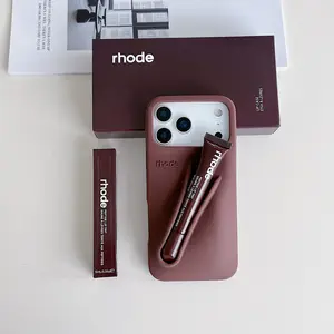 RHODE Lipstick Pocket Silicone Case for iPhone 11 12 13 14 15 16 17 Pro Max, Shockproof Protective Cover with Cute Aesthetic Beauty Style
