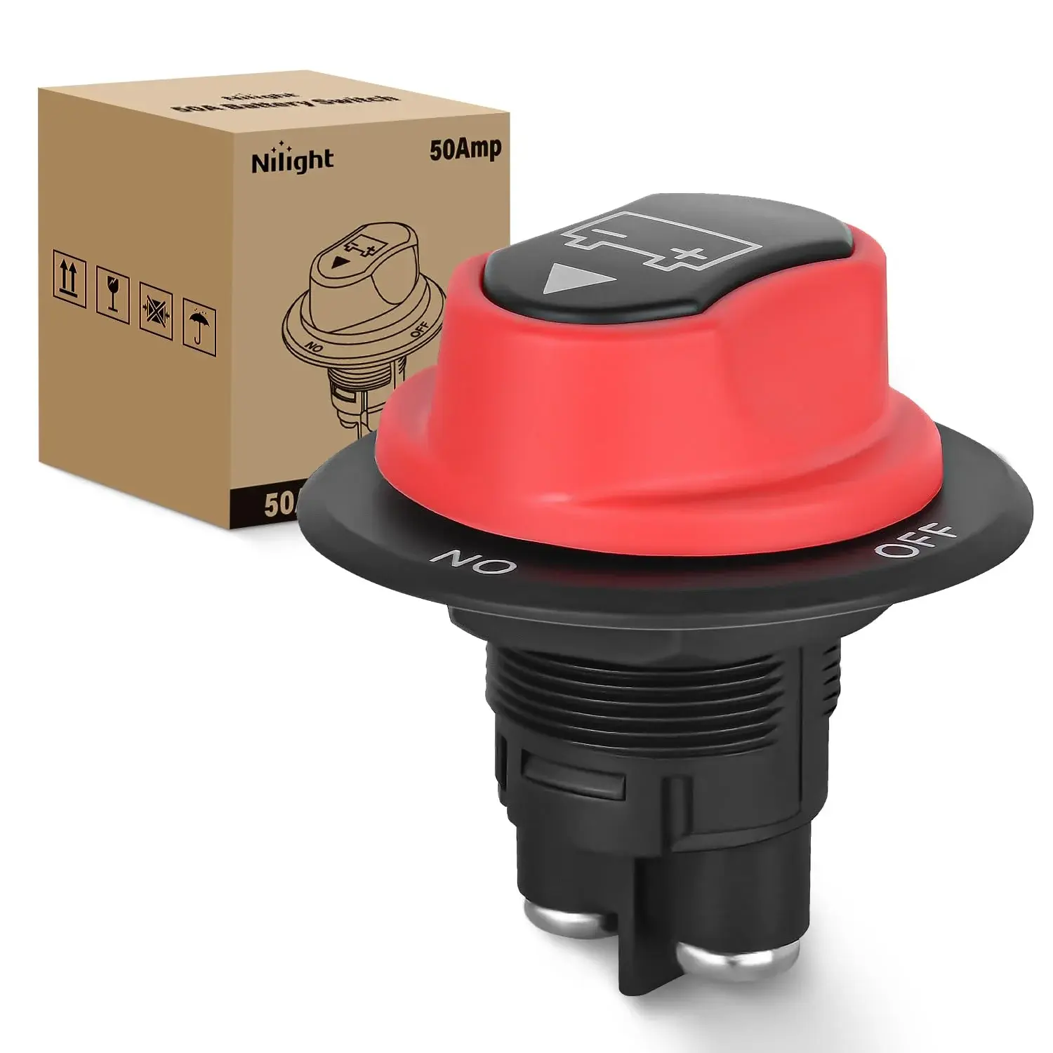 Nilight 50A Battery Disconnect Switch, ABS Plastic Electrical Switch for On-Off Control in Home Improvement Projects