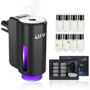 LED Car Air Freshener Diffuser, Smart Car Air Freshener, Car Diffuser Air Freshener with Three Adjustable Modes, Aromatizante Para Carro with 8 pcs Essential Oil, Car Fresheners Long Lasting